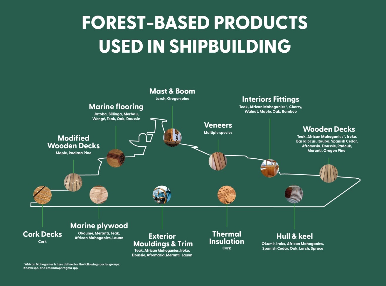 Forest based materials in ship building