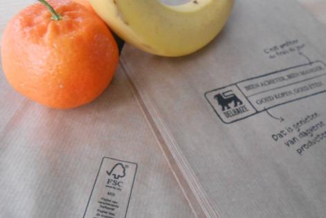 Fruit bags Delhaize with FSC label