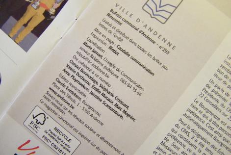 Bulletin communale printed on FSC-paper